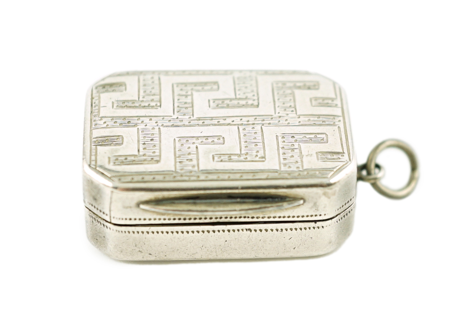 BATTLE OF TRAFALGAR- A George III silver rectangular vinaigrette with canted corners, by Matthew Linwood